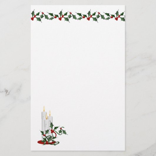 Holly Border and Holiday Candle Briefpapier (Voorkant)