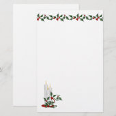 Holly Border and Holiday Candle Briefpapier (Voorkant / Achterkant)