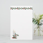 Holly Border and Holiday Candle Briefpapier (Staand voorkant)