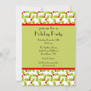 Holly Border Holiday Kerstparty Uitnodiging