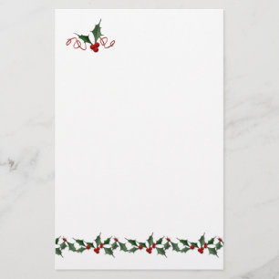 Holly Border Holiday Stationery Briefpapier