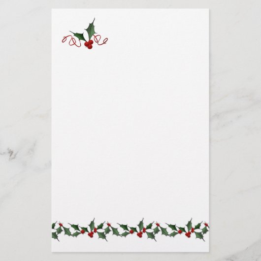 Holly Border Holiday Stationery Briefpapier (Voorkant)