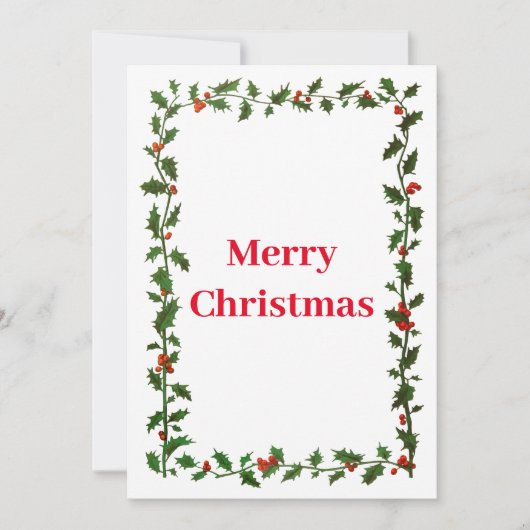 Holly Border Kerstmis Feestdagenkaart (Voorkant)