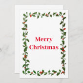 Holly Border Kerstmis Feestdagenkaart (Voorkant / Achterkant)