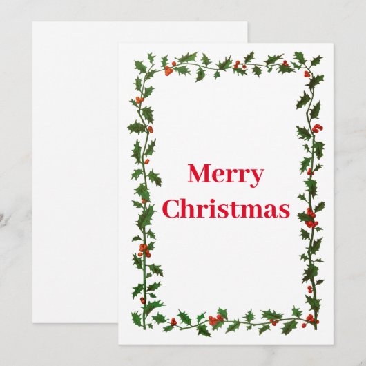 Holly Border Kerstmis Feestdagenkaart (Voorkant / Achterkant)