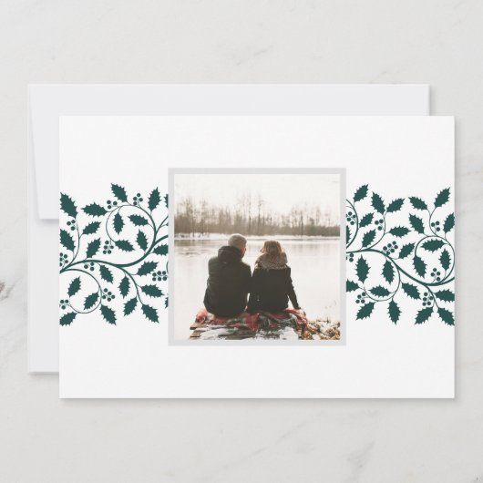 Holly Border | Vakantieknopkaart Feestdagenkaart (Achterkant)