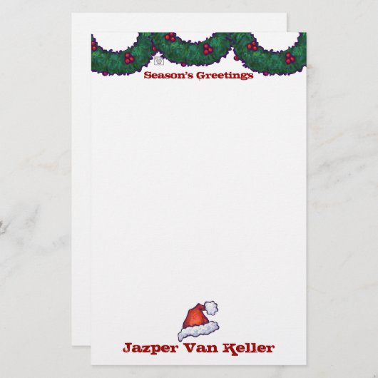 Holly Boughs Briefpapier (Voorkant / Achterkant)