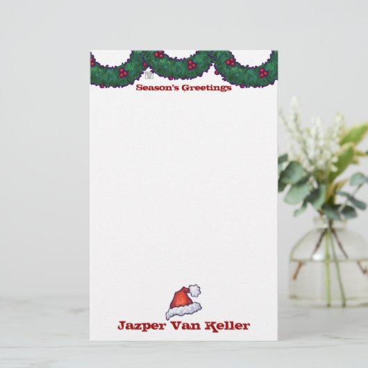 Holly Boughs Briefpapier (Staand voorkant)