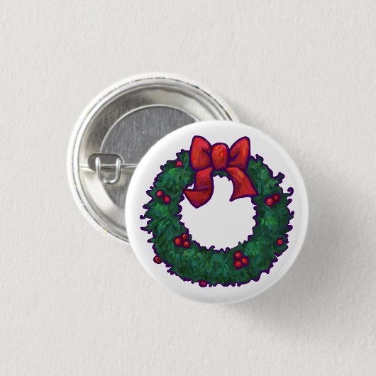 Holly Boughs Ronde Button 3,2 Cm (Voorkant /achterkant)