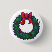 Holly Boughs Ronde Button 3,2 Cm (Voorkant)