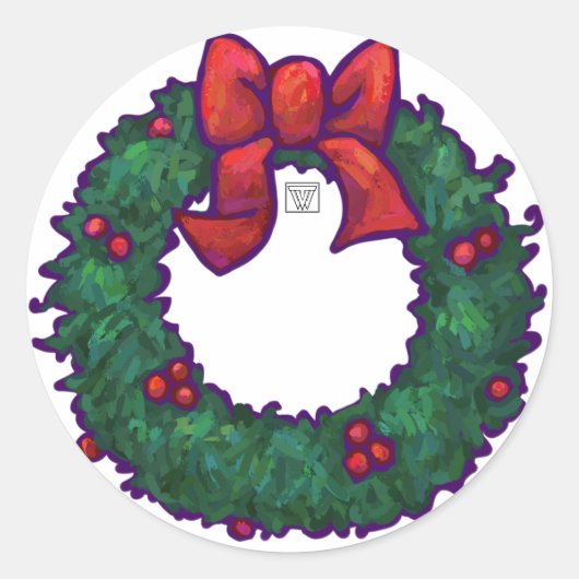 Holly Boughs Ronde Sticker (Voorkant)