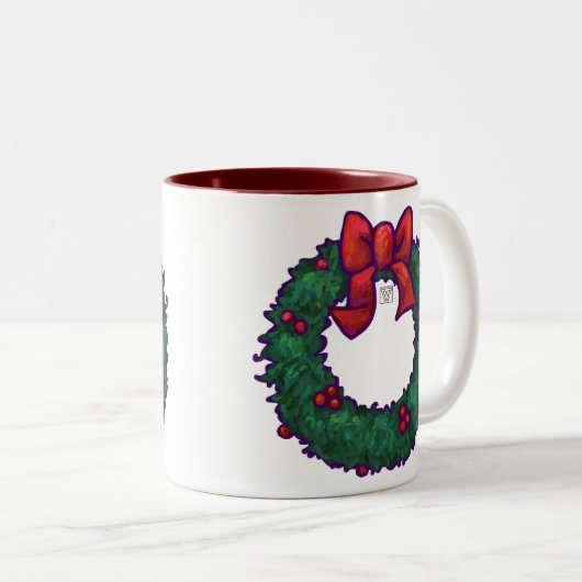 Holly Boughs Tweekleurige Koffiemok (Voorkant rechts)