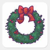 Holly Boughs Vierkante Sticker (Voorkant)