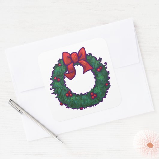 Holly Boughs Vierkante Sticker (Envelop)