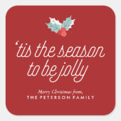 Holly Boughs Vierkante Sticker (Voorkant)