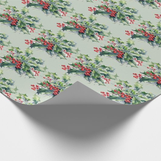 Holly Bouquet Cadeaupapier (Hoek)