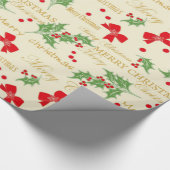 Holly Bows en kerst Cadeaupapier (Hoek)