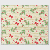 Holly Bows en kerst Cadeaupapier (Vlak)