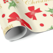 Holly Bows en kerst Cadeaupapier (Rol Hoek)