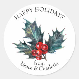 Holly Branch Aangepaste vakantie envelop afdichtin Ronde Sticker