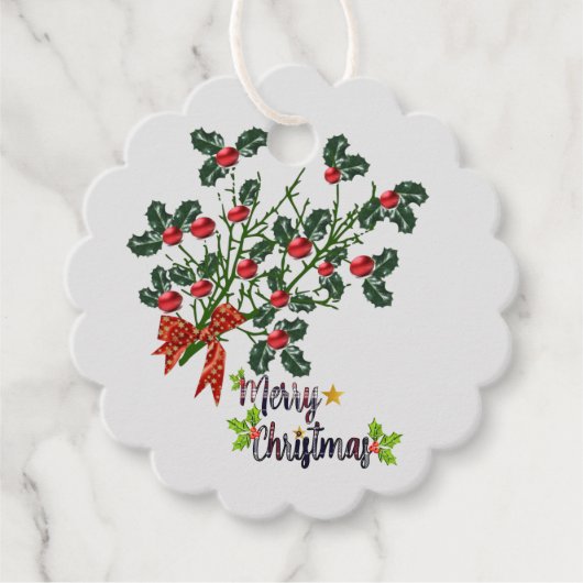 Holly Branch Gift Label (Voorkant)