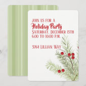 Holly Branch Holiday Invitation Kaart (Voorkant / Achterkant)