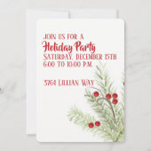 Holly Branch Holiday Invitation Kaart (Voorkant)