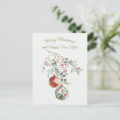 Holly Branch Kerstversiering Waterverf Kaart (Staand voorkant)