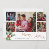 Holly Branches 5 fotocollage Kerstmis Feestdagenkaart (Voorkant)