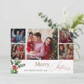 Holly Branches 5 fotocollage Kerstmis Feestdagenkaart (Staand voorkant)