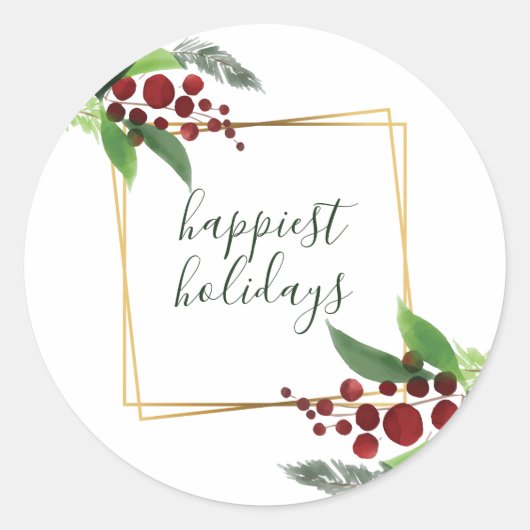 Holly Branches gelukkigste Feestdagen Sticker (Voorkant)
