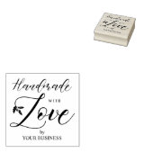 Holly Branches Handmade with Love Quote Business Rubberstempel (Gestempeld)
