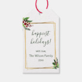 Holly Branches Holiday Gift Label Cadeaulabel (Voorkant)
