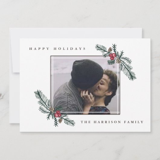 Holly Branches Kaart voor Kerstmis (Voorkant)