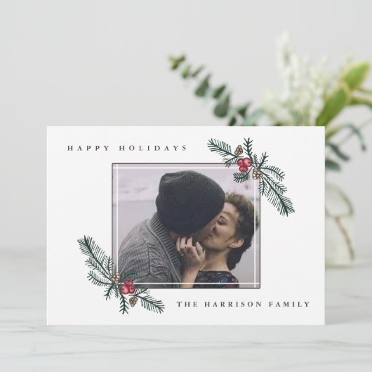 Holly Branches Kaart voor Kerstmis (Staand voorkant)