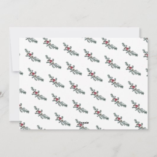 Holly Branches Kaart voor Kerstmis (Achterkant)
