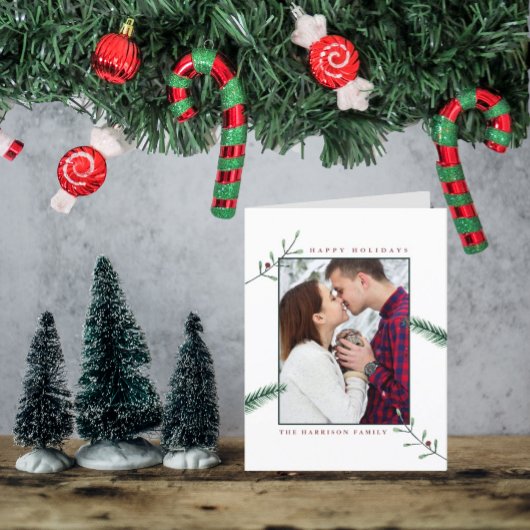 Holly Branches: Kerstmis Feestdagen Kaart