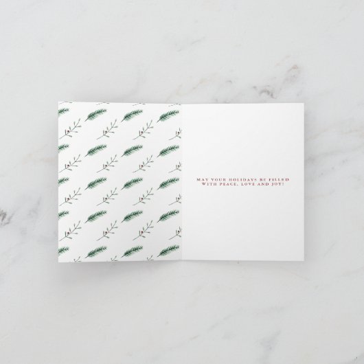 Holly Branches: Kerstmis Feestdagen Kaart (Binnen)
