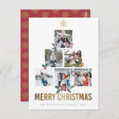 Holly Branches Merry Christmas 6 Fotocollage Briefkaart (Voorkant / Achterkant)