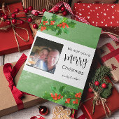Holly Branches Merry Christmas Flat Feestdagenkaart