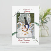 Holly Branches Passen getrouwd 1e kerstbruiloft Feestdagenkaart (Staand voorkant)