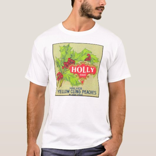 Holly Brand Peaches  Fruit Crate Label T-shirt (Voorkant)