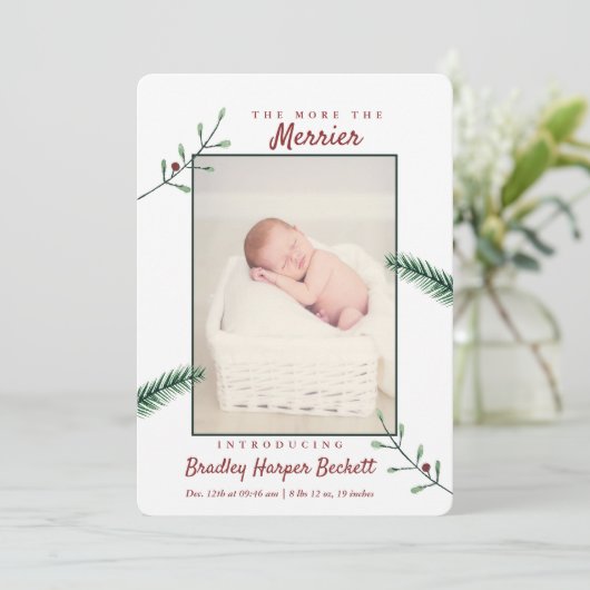 Holly Brants New Baby Foto kerstmis Feestdagenkaart (Staand voorkant)