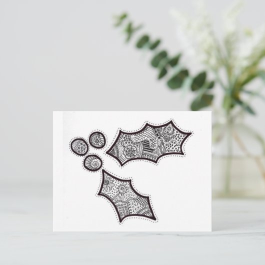 Holly Briefkaart in zwart-wit (Staand voorkant)