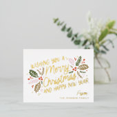  Holly Bright Typografie kerstFolie Folie Feestdagen Briefkaart (Staand Voorkant)