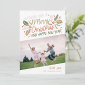 Holly Bright Typografie kerstfoto Feestdagenkaart (Staand voorkant)