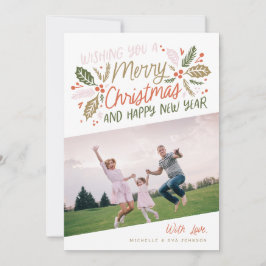  Holly Bright Typografie kerstfoto Feestdagenkaart