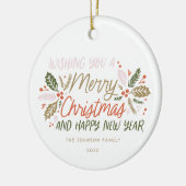 Holly Bright Typografie kerstfoto Keramisch Ornament (Links)
