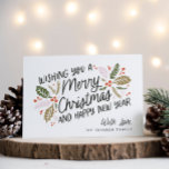 Holly Bright Typografie Kerstmis Feestdagen Kaart<br><div class="desc">Deze feestelijke en feestelijke fotokaart is voorzien van onze oorspronkelijke,  met de hand getekende winterbladeren met een zoete gestileerde typografie in levendige kleuren.</div>