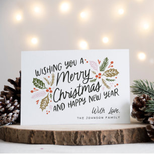  Holly Bright Typografie Kerstmis Feestdagen Kaart